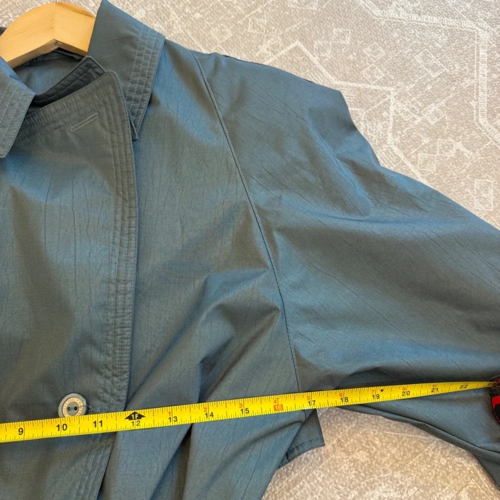 CHIANGO FLEET STREET Womens Trench Coat Dark‎ Teal Belted Size 10P